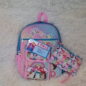 Squishmallows Pink and Blue Kids Backpack Set